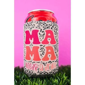 Mama Needs a Drink Leopard Drink Sleeve Koozie